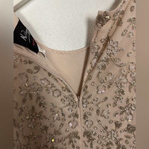 Mac Duggal Porcelain Sheath Floral Motiff Banded Empire Waist Dress Size 10 NEW - Picture 4 of 10